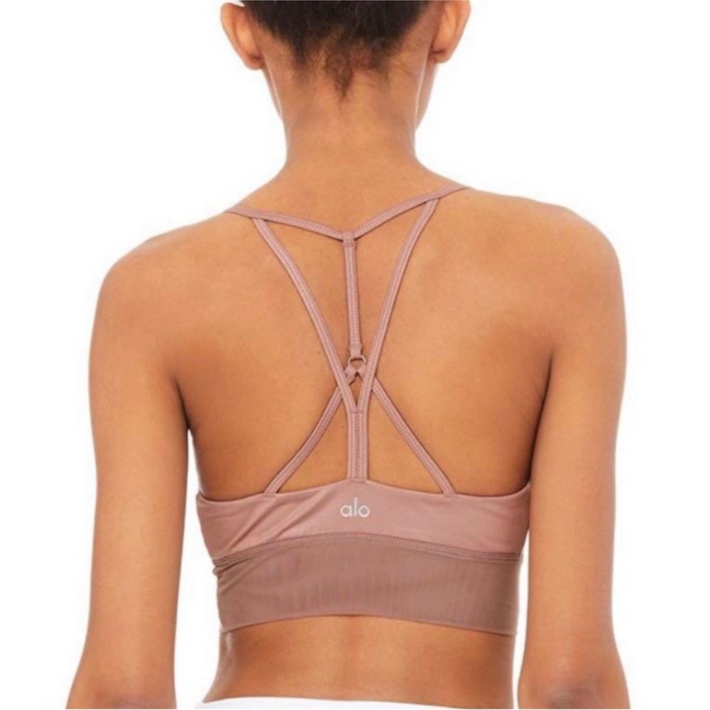 Alo Yoga Lush strappy sports bra Top smoky quartz XS